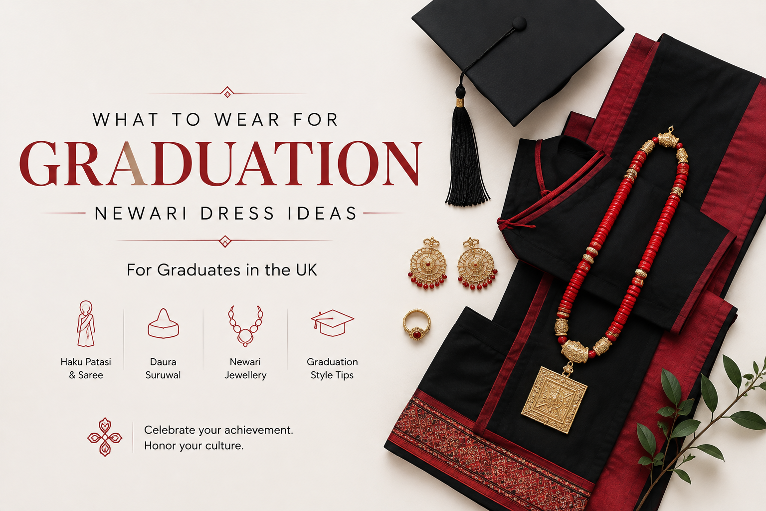 Newari dress for graduation in the UK with Haku Patasi and Newari jewellery