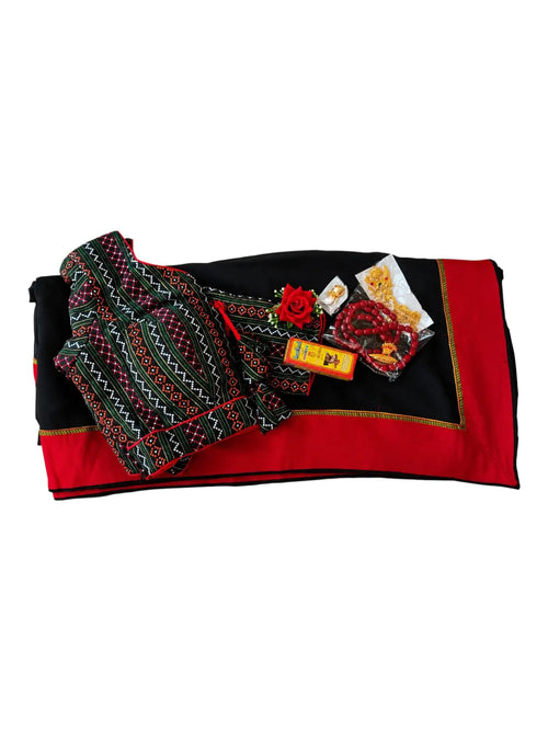Georgette Saree Set | Saree, Blouse & Newari Ornaments