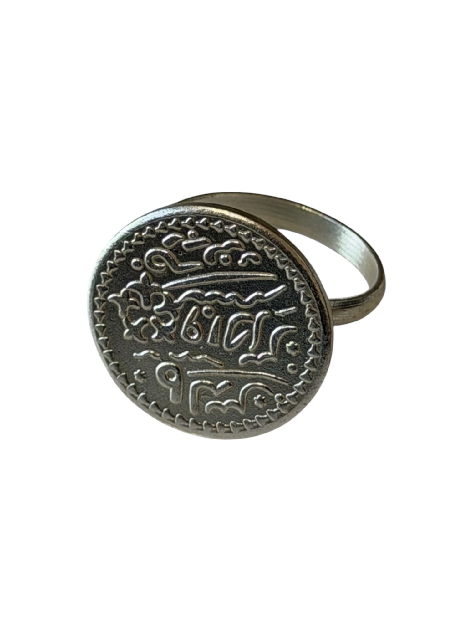 Traditional Newari Coin Ring  | Silver-Plated Alloy