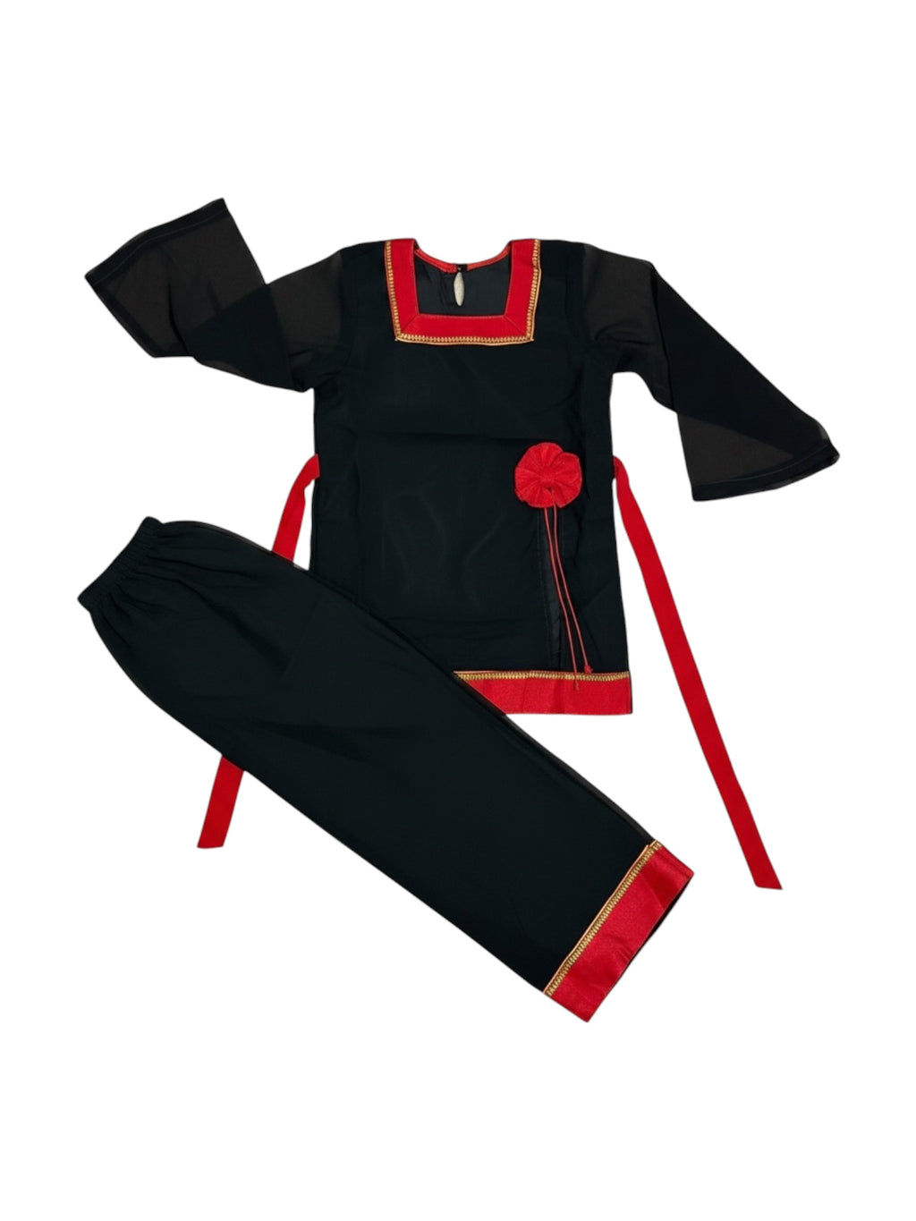 Kids Traditional Newari Bow Kurthi Set | Girls' Cultural Dress