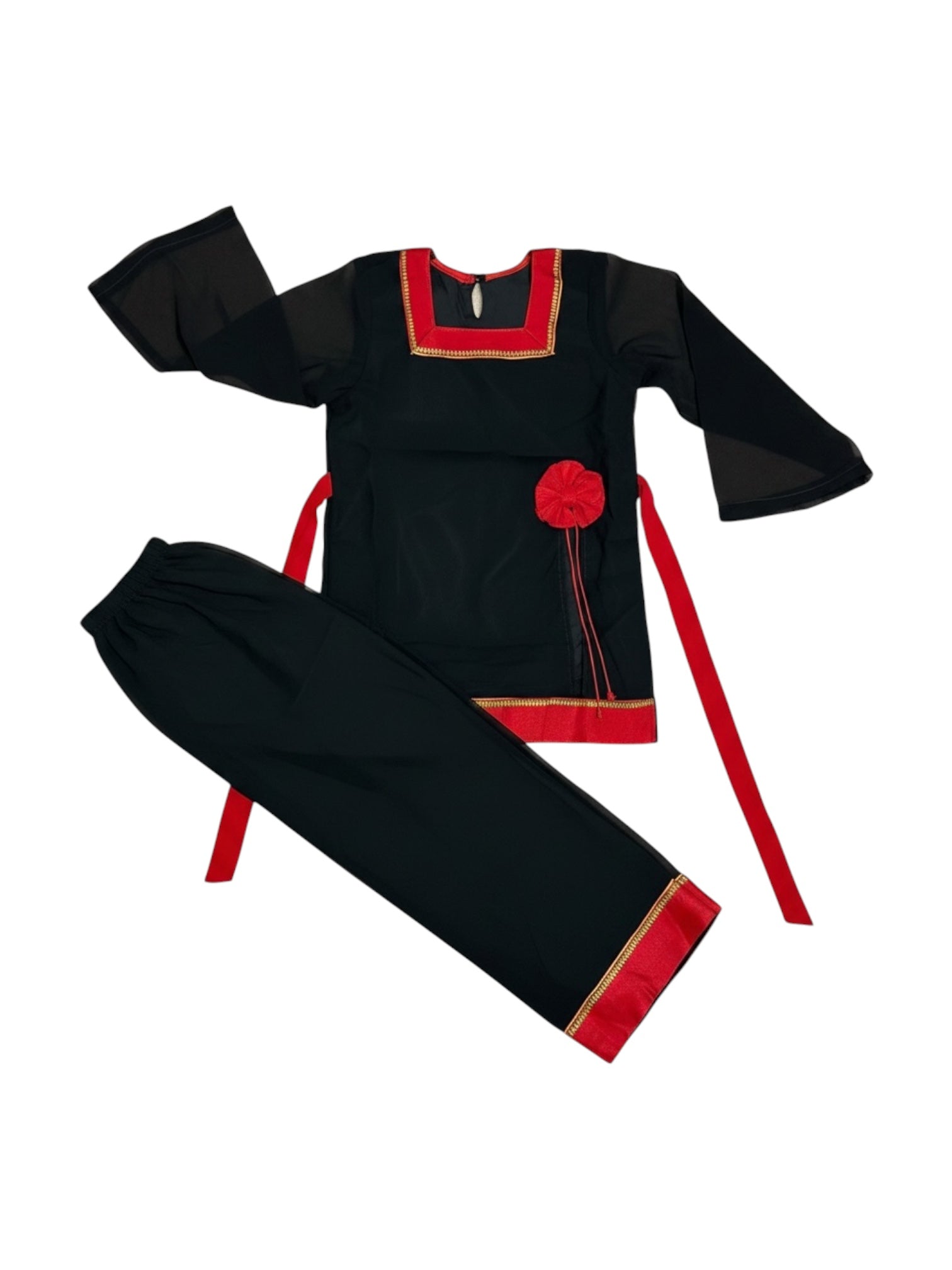 Kids Traditional Newari Bow Kurthi Set | Girls' Cultural Dress