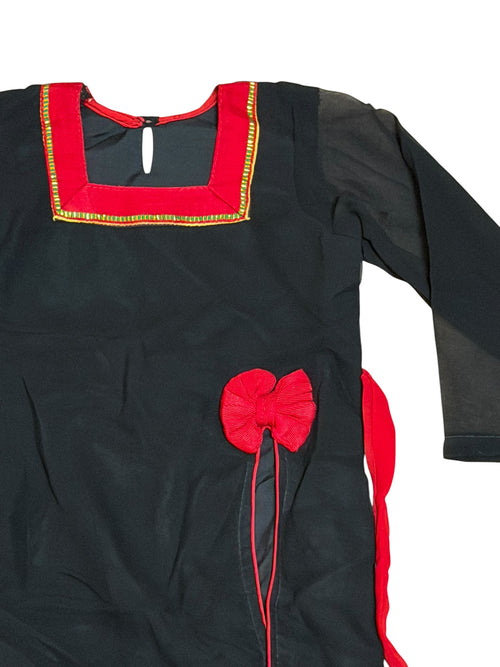 Kids Traditional Newari Bow Kurthi Set | Girls' Cultural Dress