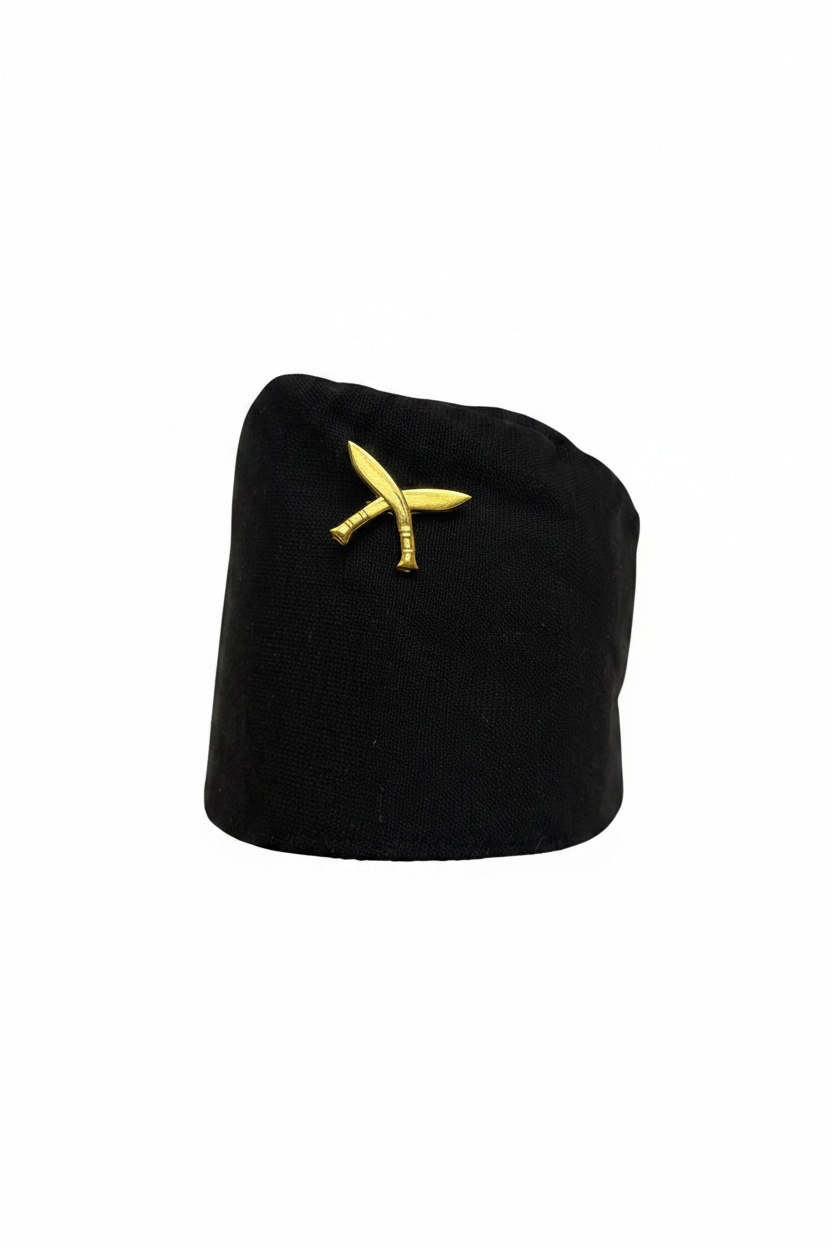 Traditional Black Plain-Woven Dhaka Topi