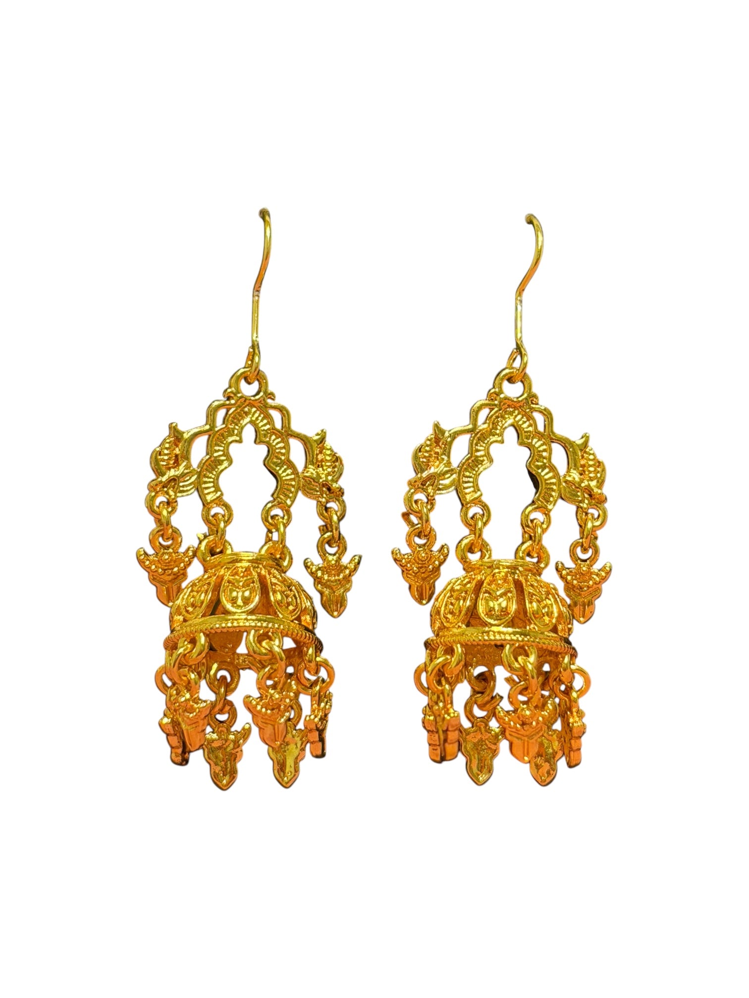 Traditional Dalucha Earrings | Gold-Tone Newari Cultural Jewellery