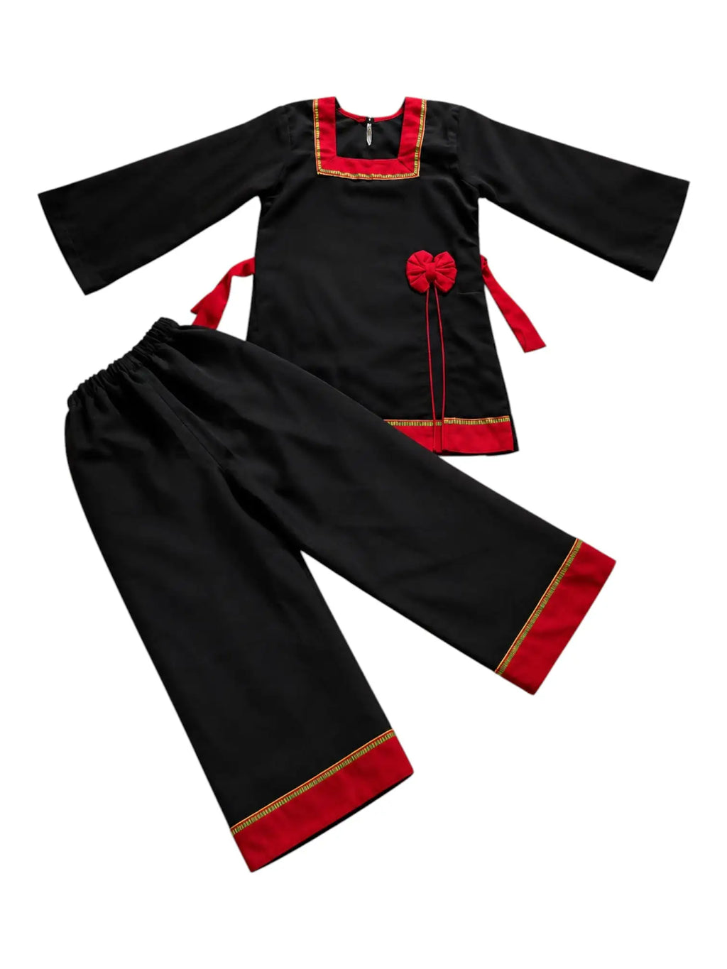 Kids Traditional Newari Bow Kurthi Set | Girls' Cultural Dress