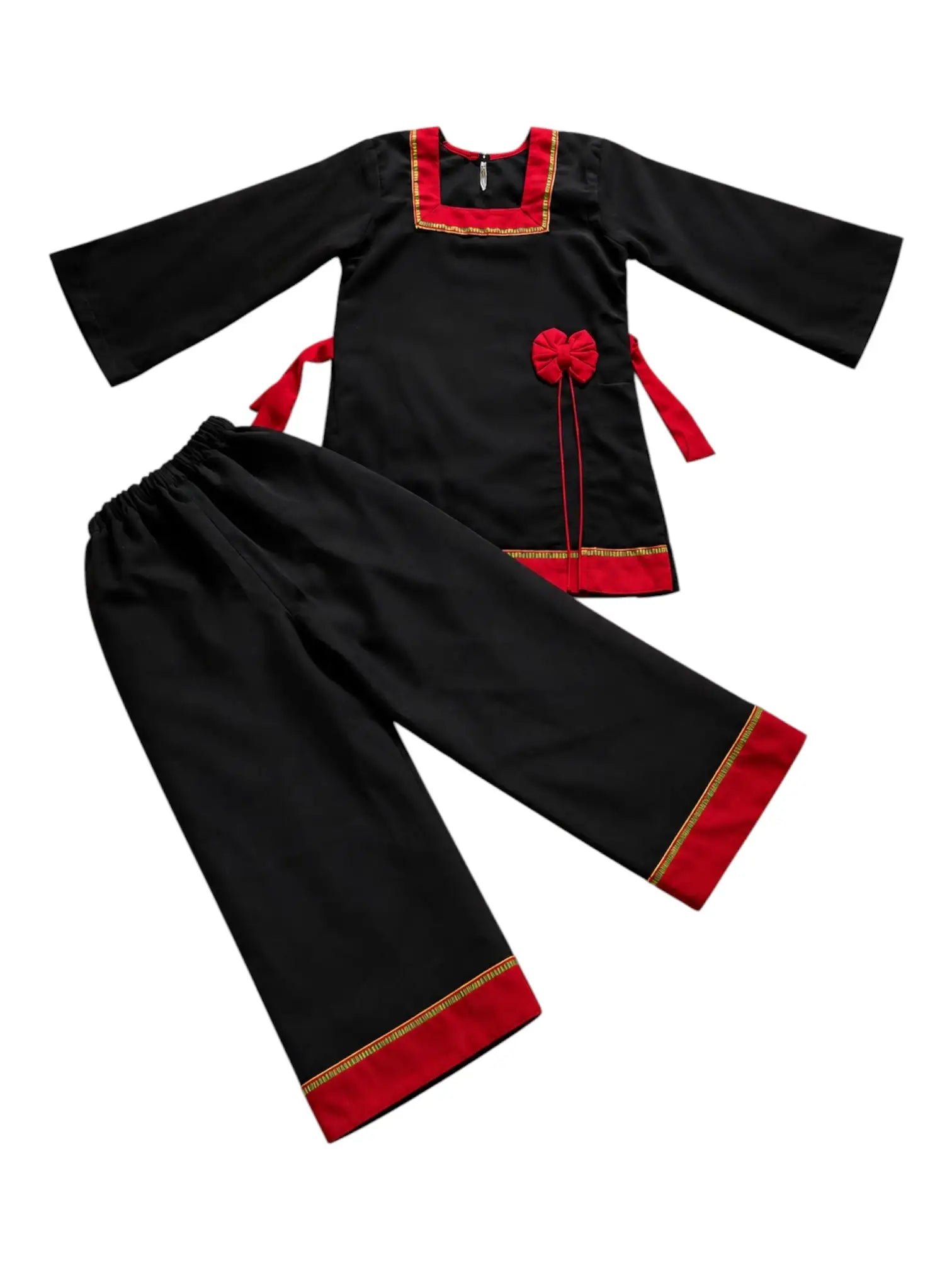 Kids Traditional Newari Bow Kurthi Set | Girls' Cultural Dress