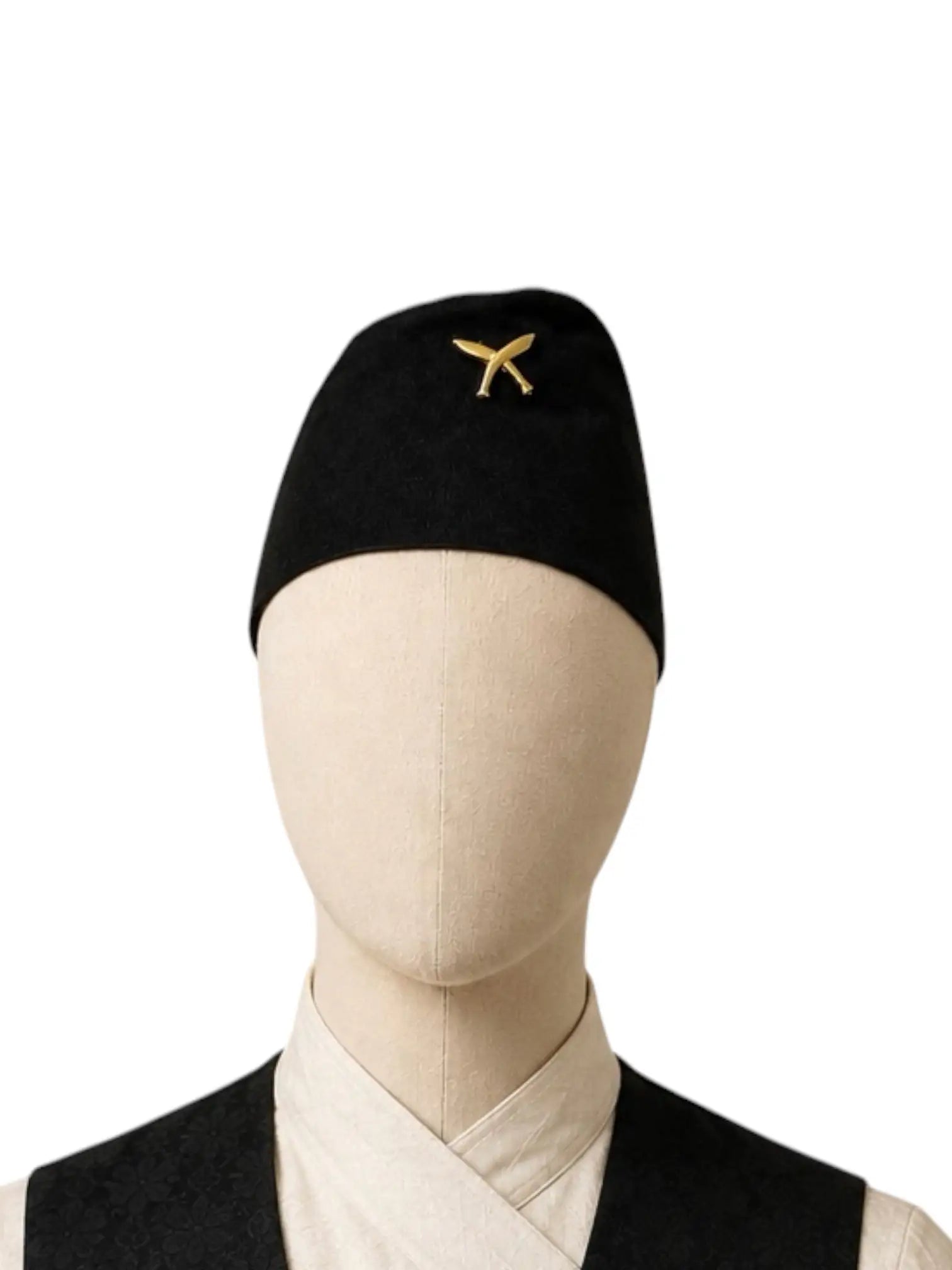 Traditional Black Plain-Woven Dhaka Topi