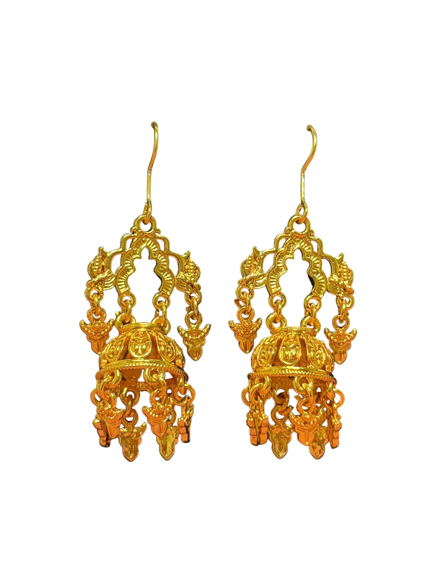Traditional Dalucha Earrings | Gold-Tone Newari Cultural Jewellery