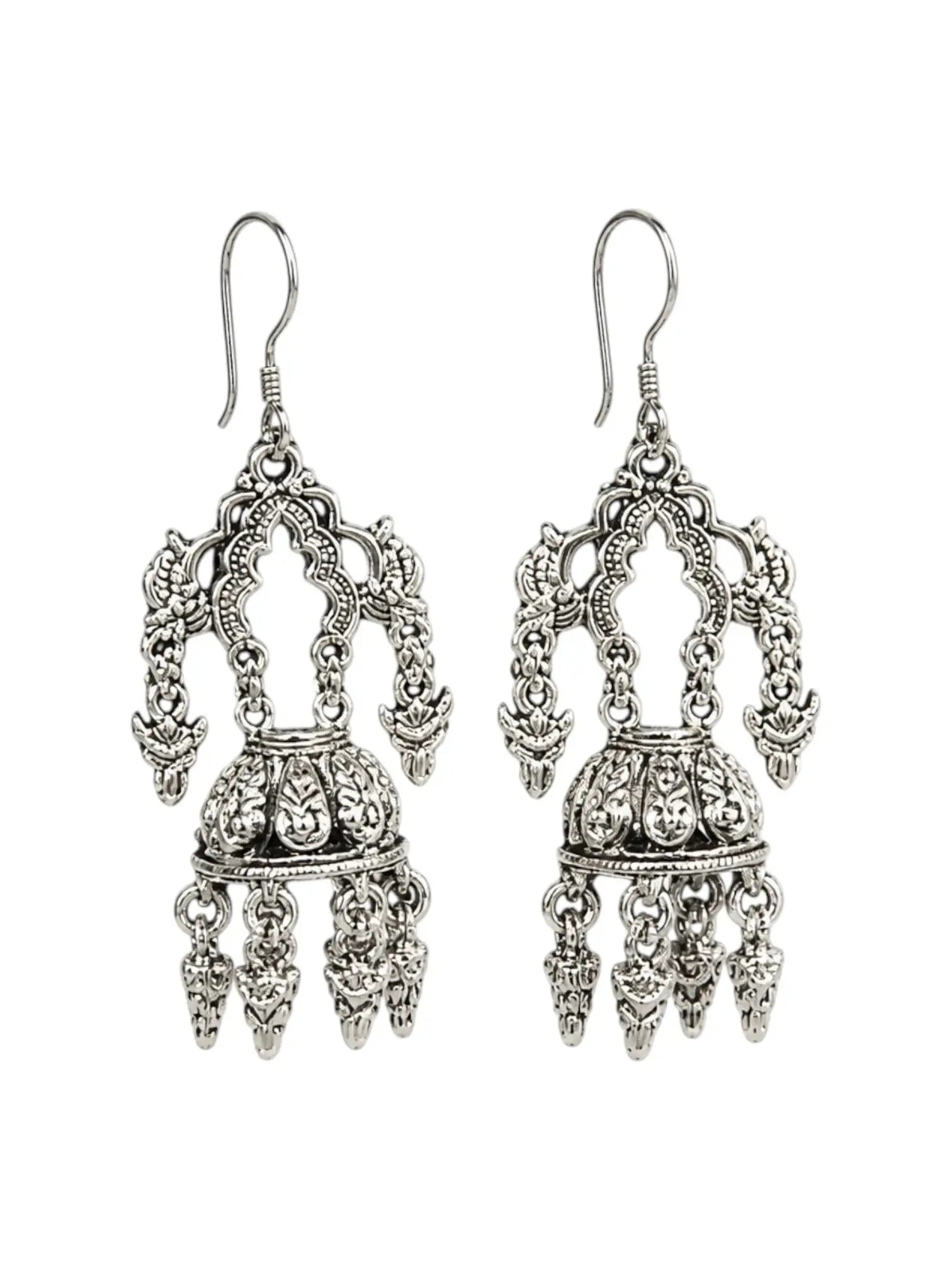 Traditional Dalucha Earrings | Silver-Tone Newari Cultural Jewellery