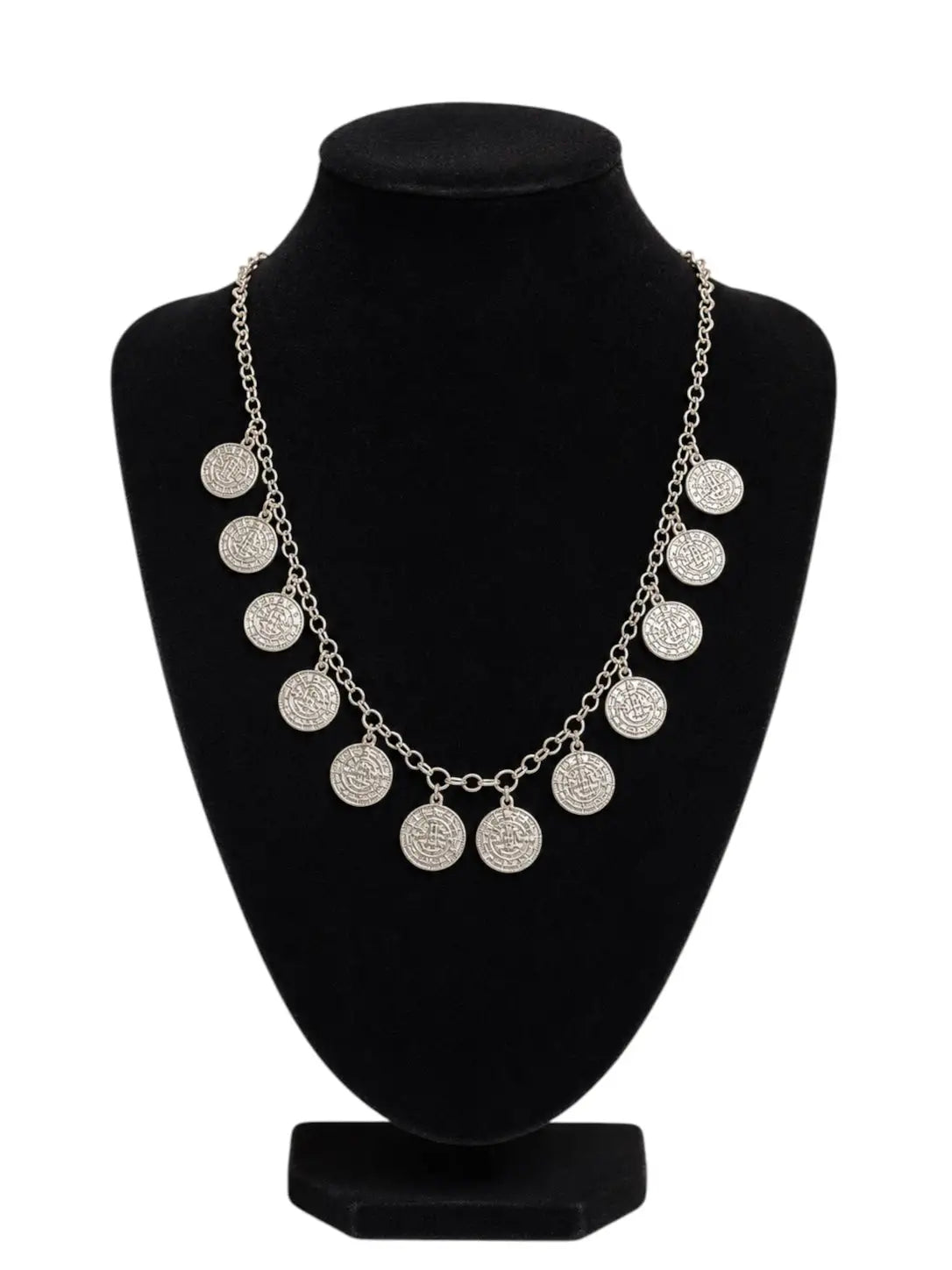 Traditional Newari Coin Mala Necklace | Silver-Plated Jewellery