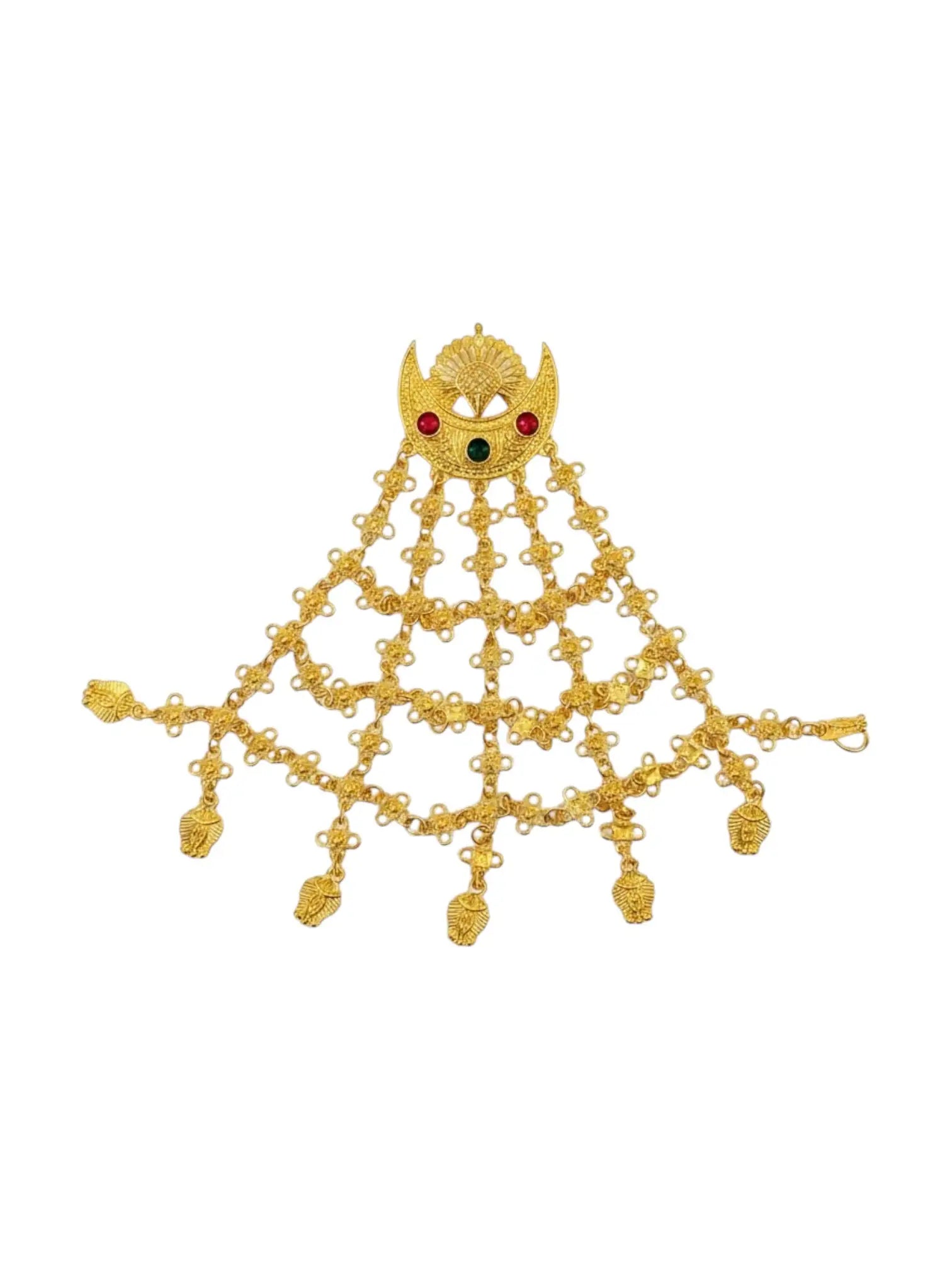 Traditional Newari Nyapu Sikha Head Ornament | Gold-Plated Hair Jewellery