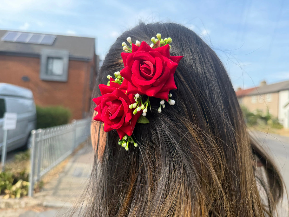 Traditional Rose Hair Ornament for Newari Dress | Gold-Plated Hair Accessory