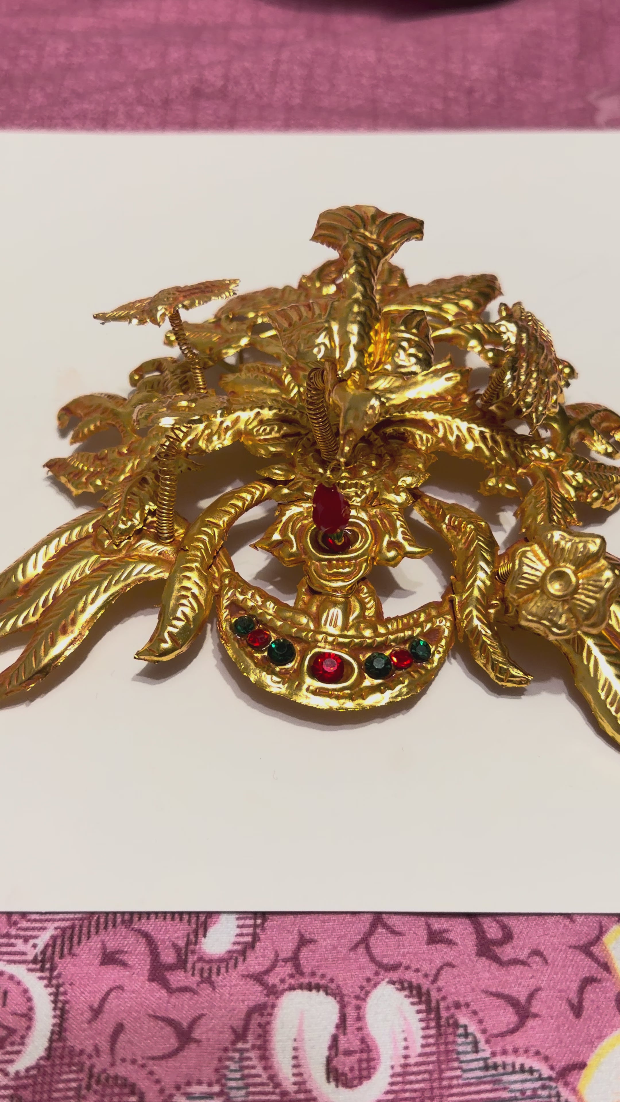 Traditional Newari Luswa Hair Ornament | Gold-Plated Hair Jewellery